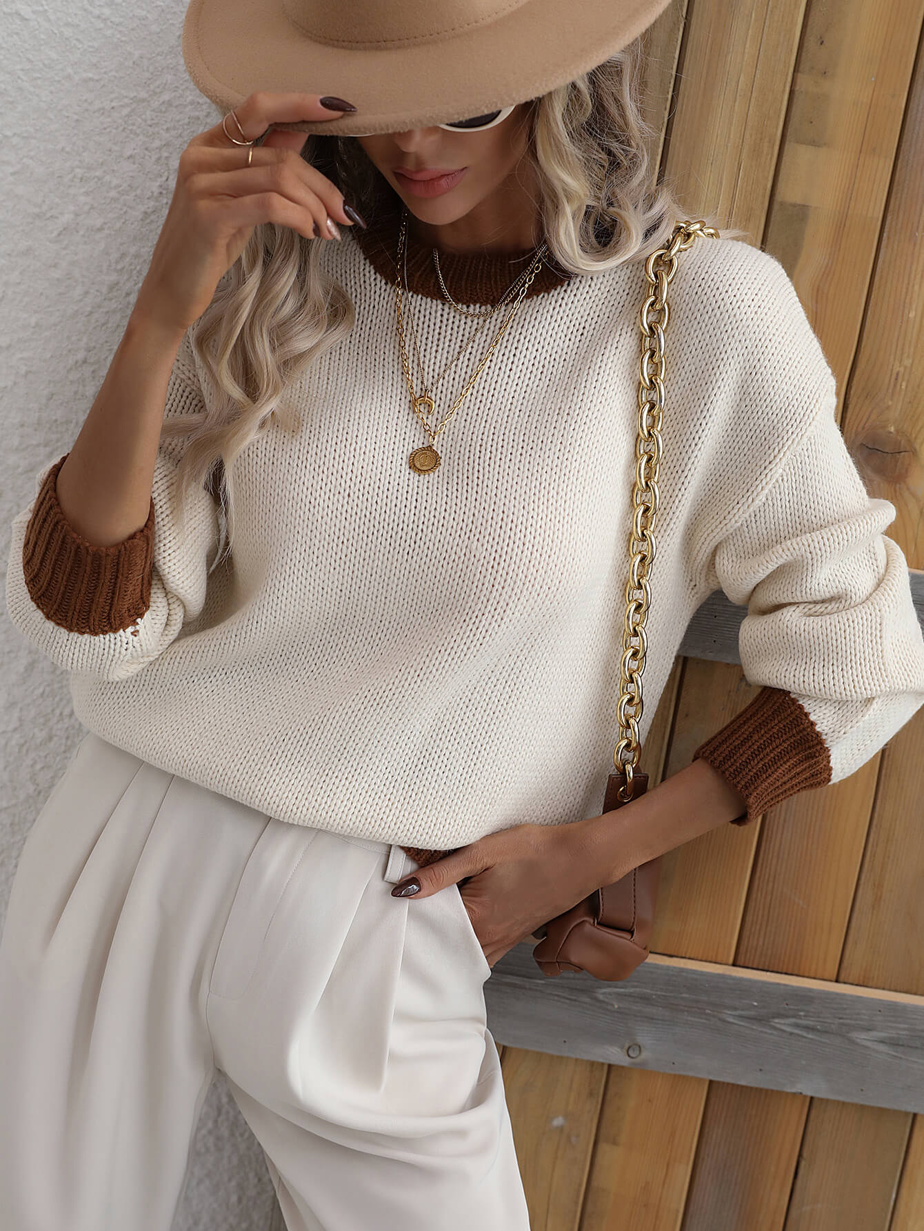 Cute Drop Shoulder Pullover Beach Sweater