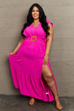 Plus Size Tiered Side Slit Beach Maxi Dress