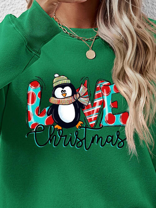 LIVE CHRISTMAS Drop Shoulder Round Neck Sweatshirt