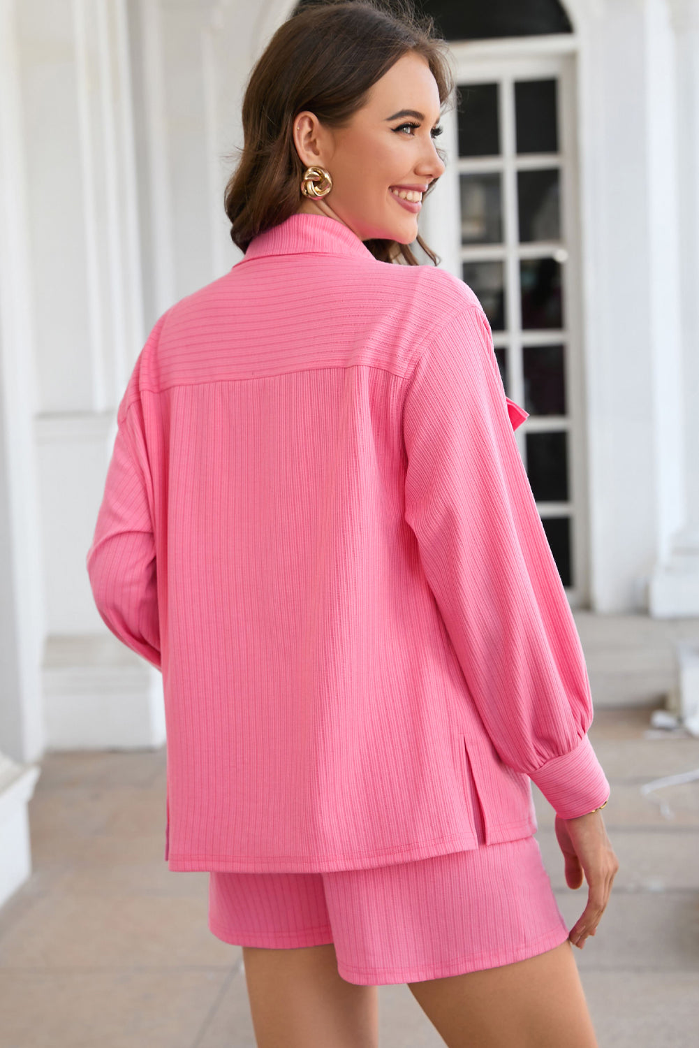 Pink Resort Jacket and Shorts Set