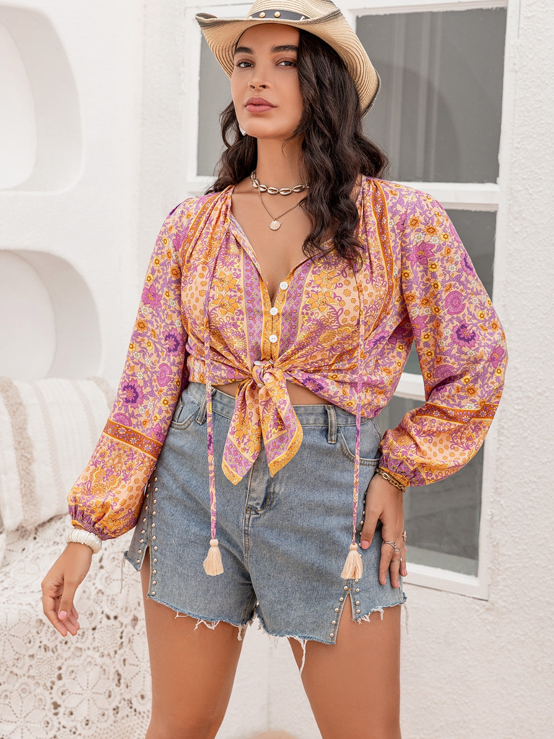 Women's Plus Size Summer Boho Top