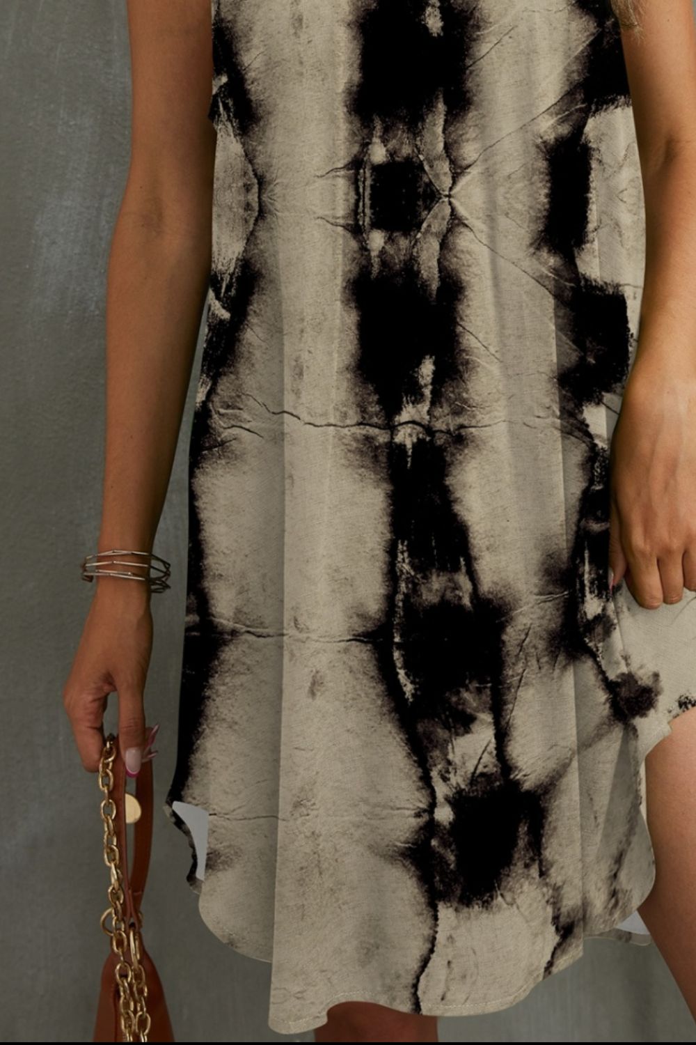 Tie-Dye Grecian Sleeveless Neck Resort Dress