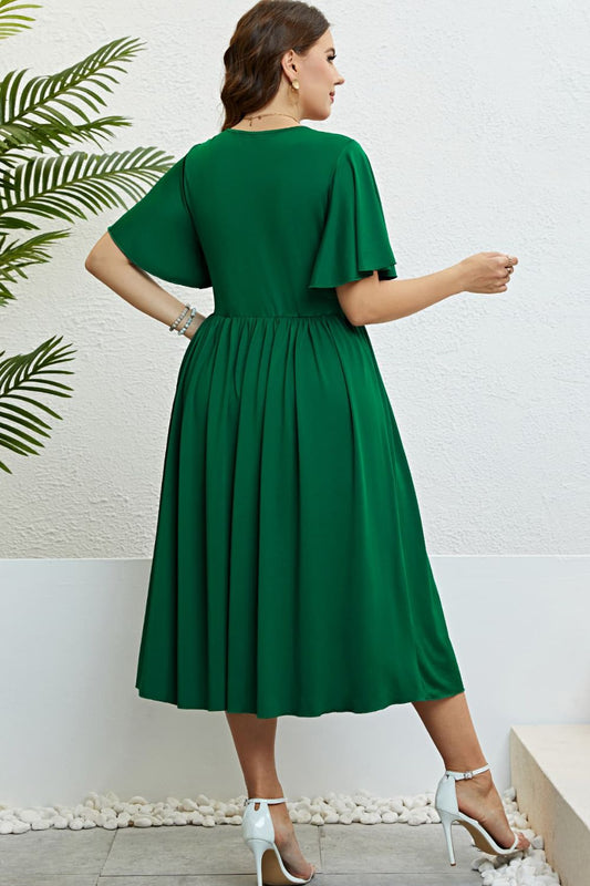 Green Plus Size Midi Resort Dress