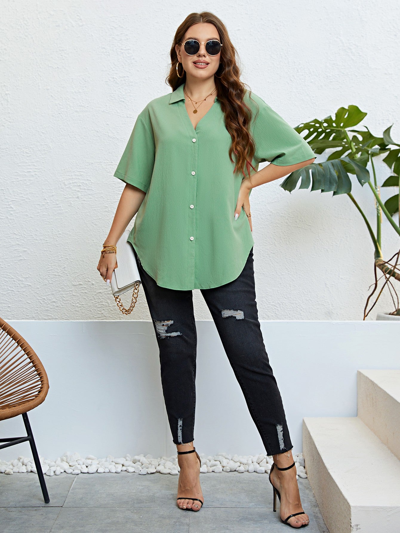 Elegant Plus Size Resort Shirt