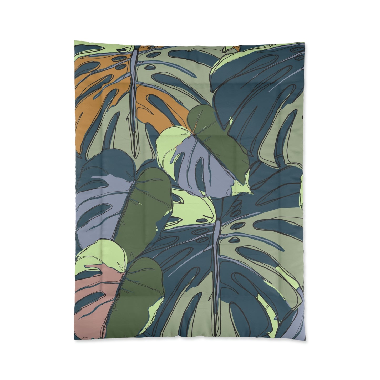 Hawaii Monstera Collection Comforter, Custom Designed Tropical Monstera Leaf Bedding Comforter