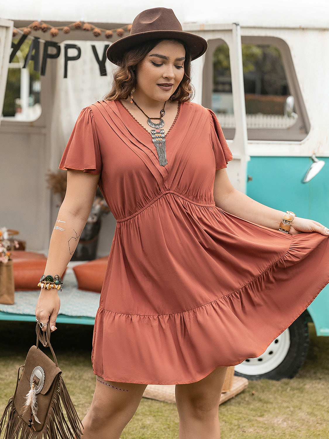 Plus Size Summer V Neck Dress