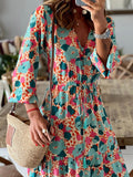 Quarter Sleeve Boho Resort Maxi Dress