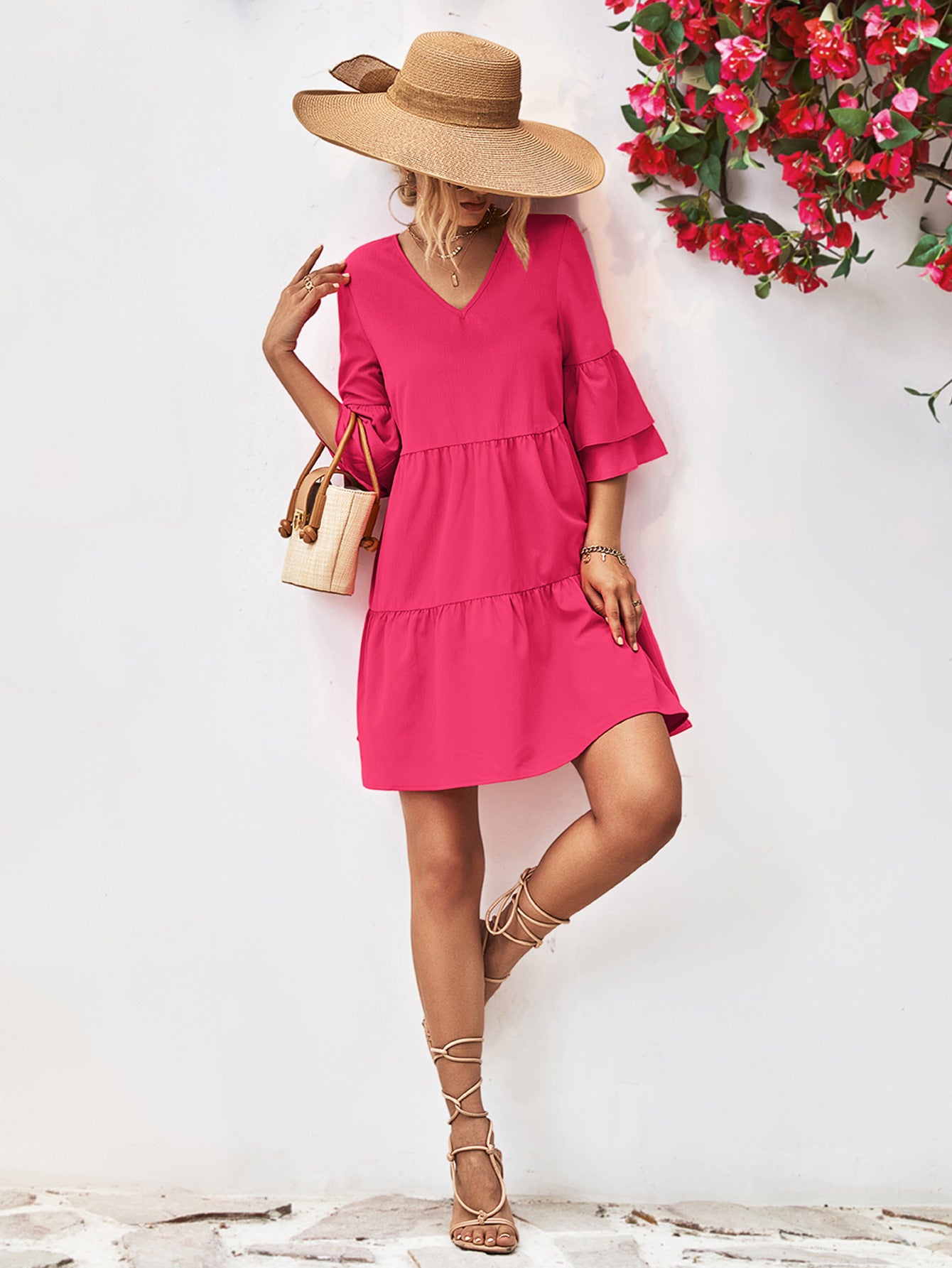 Malibu Pink Baby Doll Mini Dress