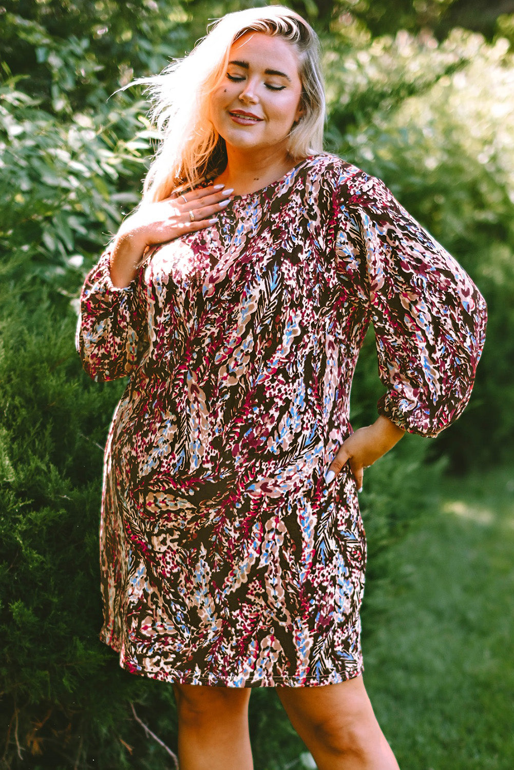 Plus Size Long Sleeve Mini Summer Dress