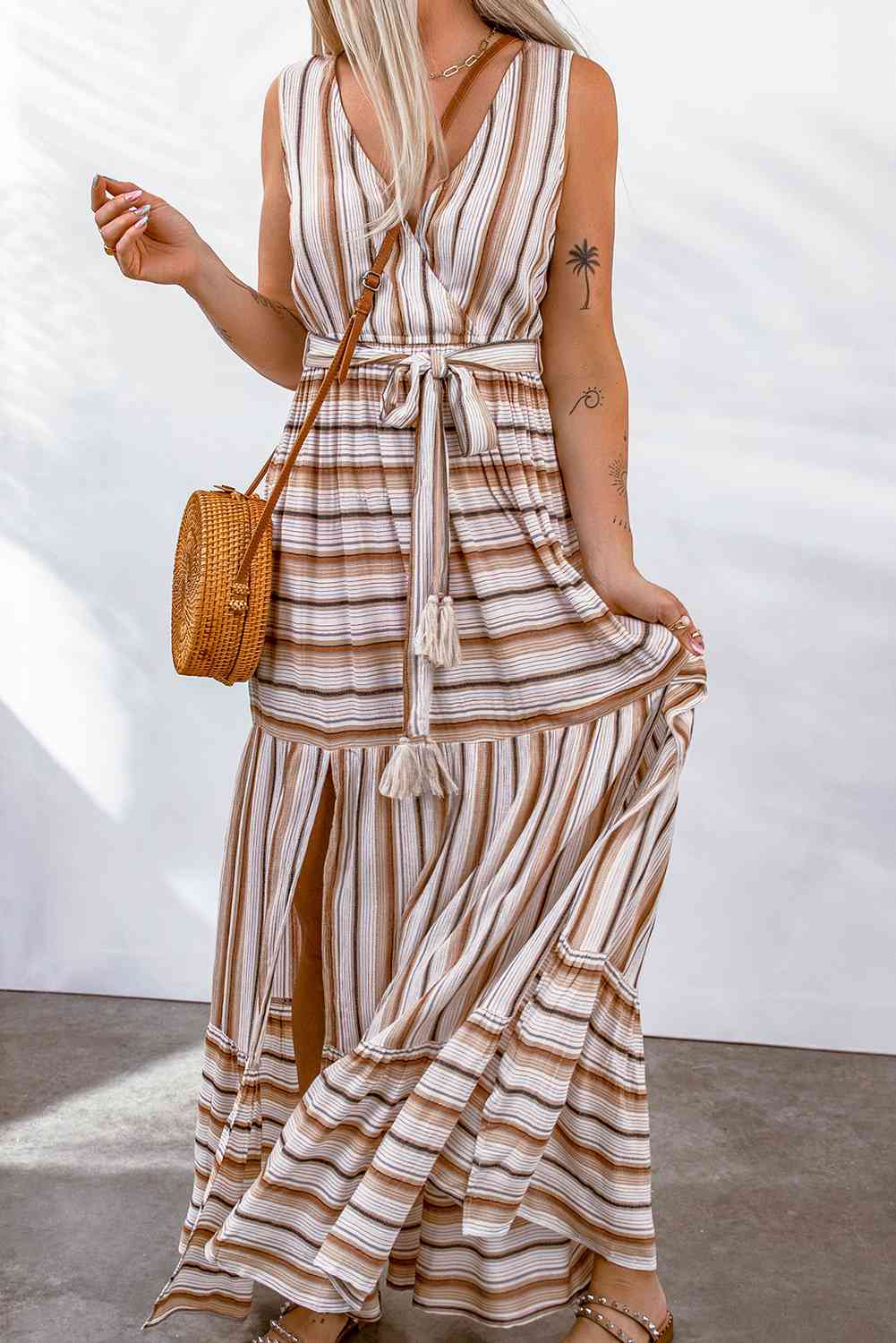 Striped Sleeveless Beach Dress