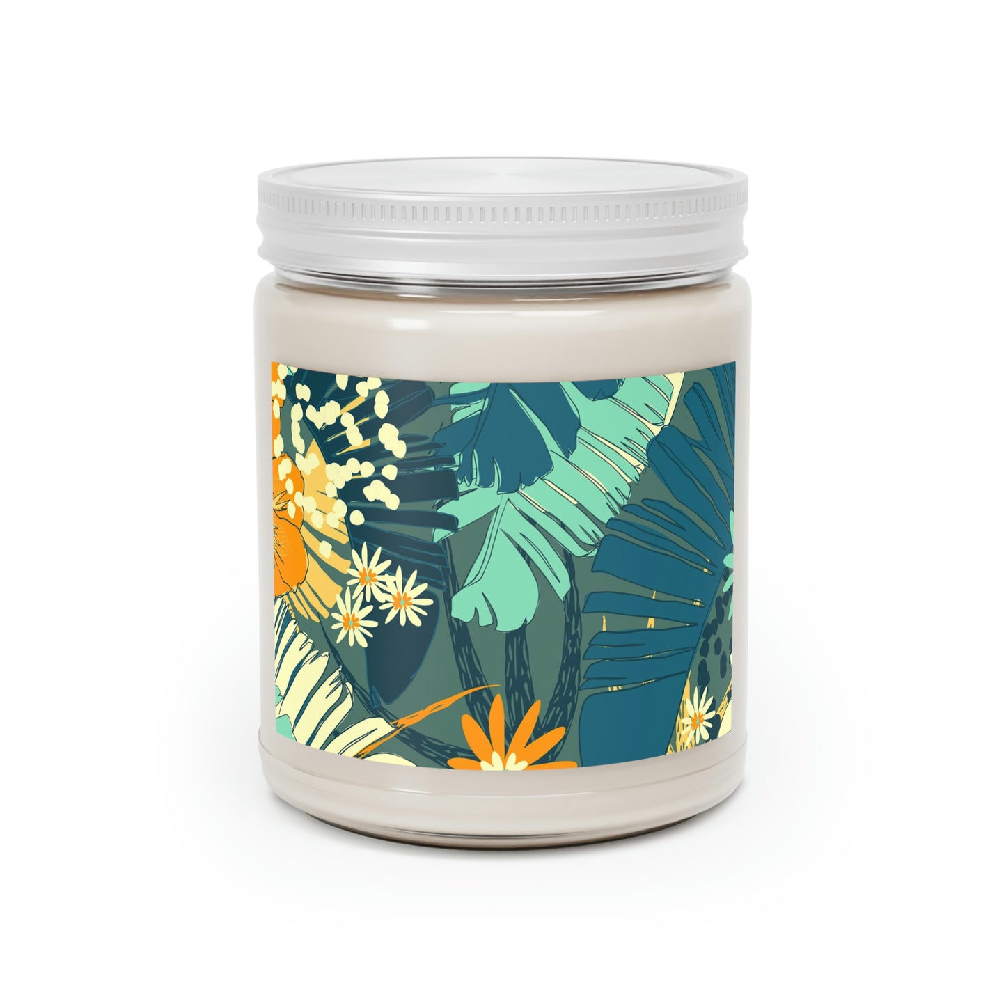 Jungle Blues Collection Candle, Tropical Designer Decor Print Scented Candles, 9oz