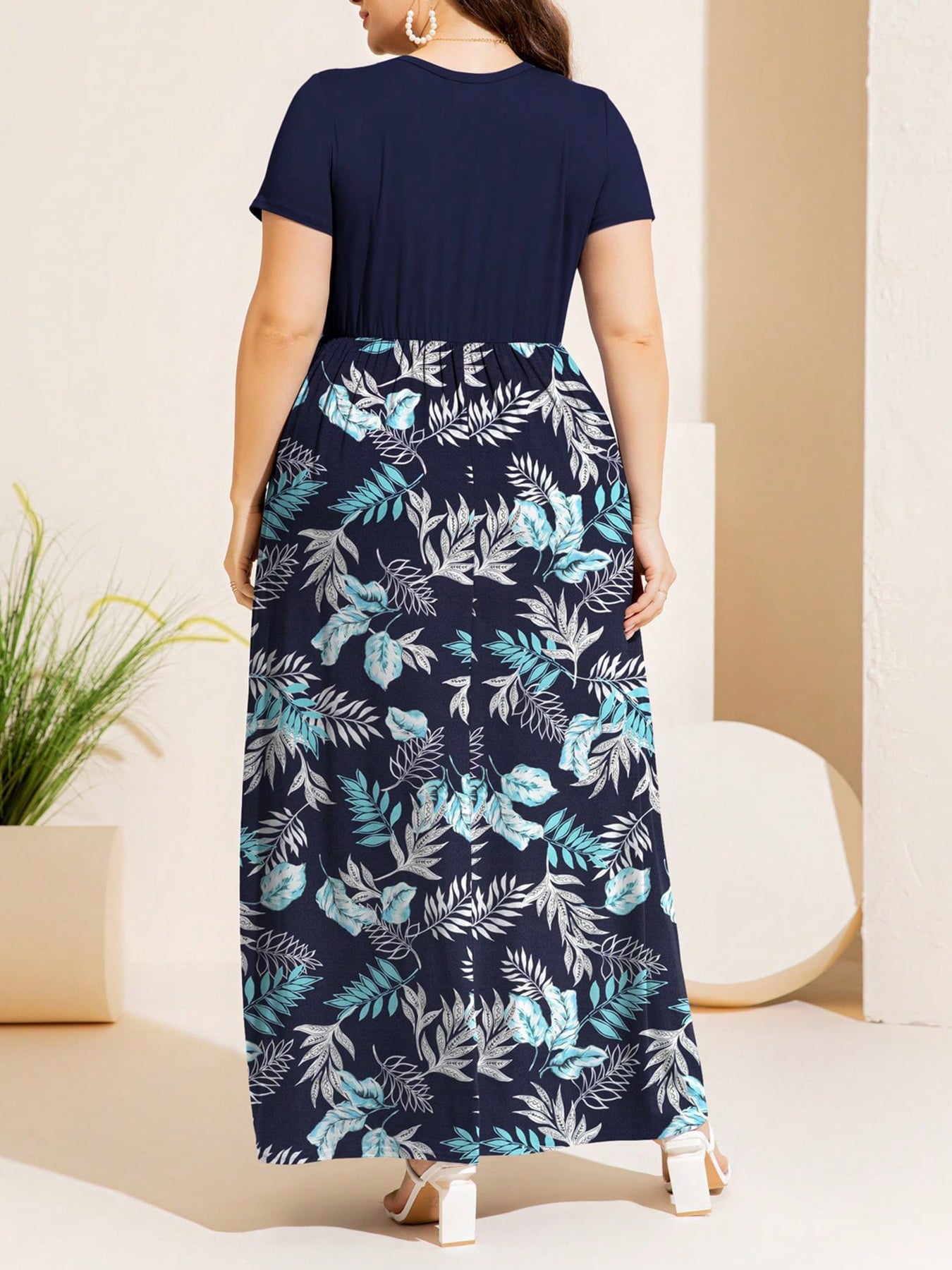 Plus Size Short Sleeve Summer Maxi Dress