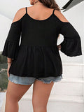 Plus Size Black Off Shoulder Summer Top