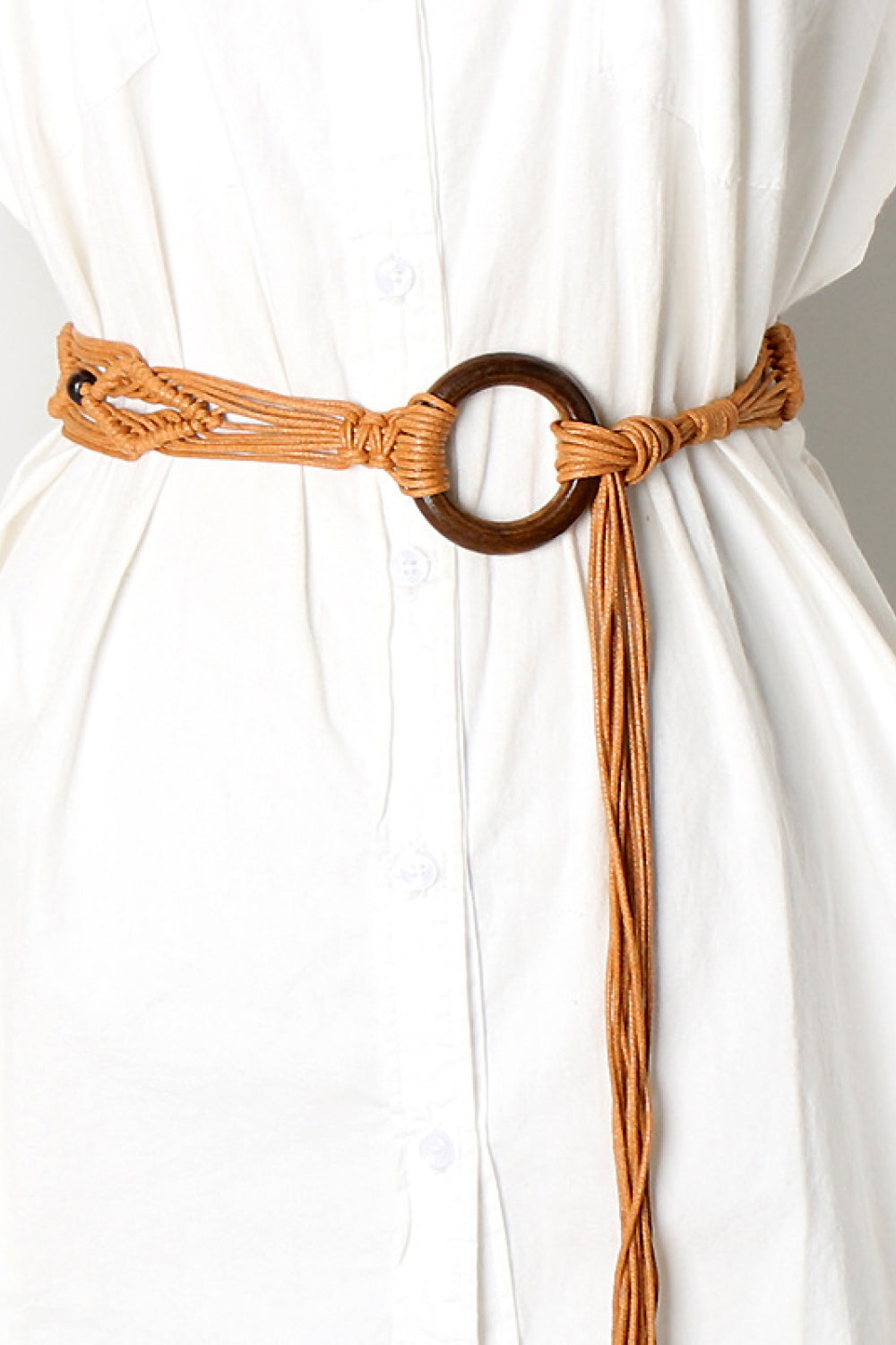 Natural Wood Beads Boho Retro Braid Belt