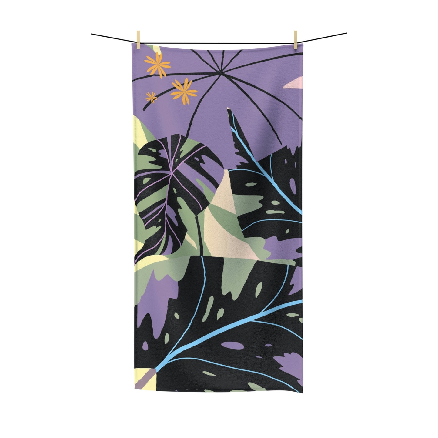 Lavender Jungle Custom Designed Tropical Art Poly-cotton Towel