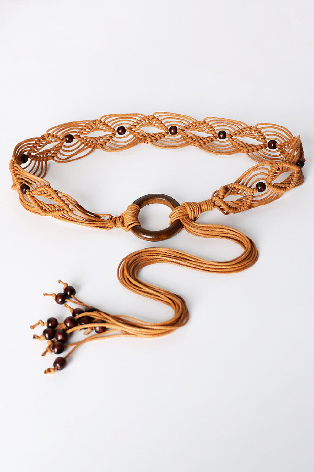 Natural Wood Beads Boho Retro Braid Belt