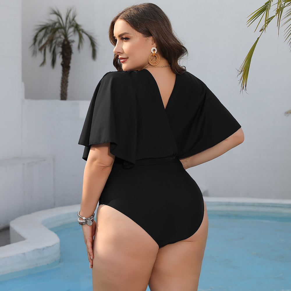 Plus Size Black Elegant Resort One-Piece Swimsuit