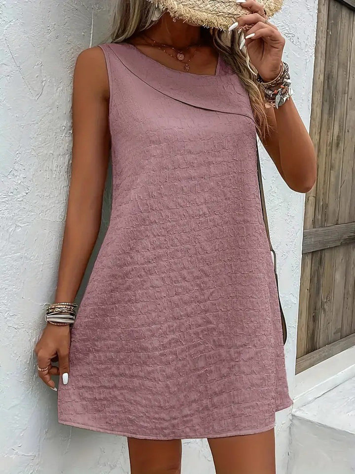 Asymmetrical Neck Sleeveless Resort Dress