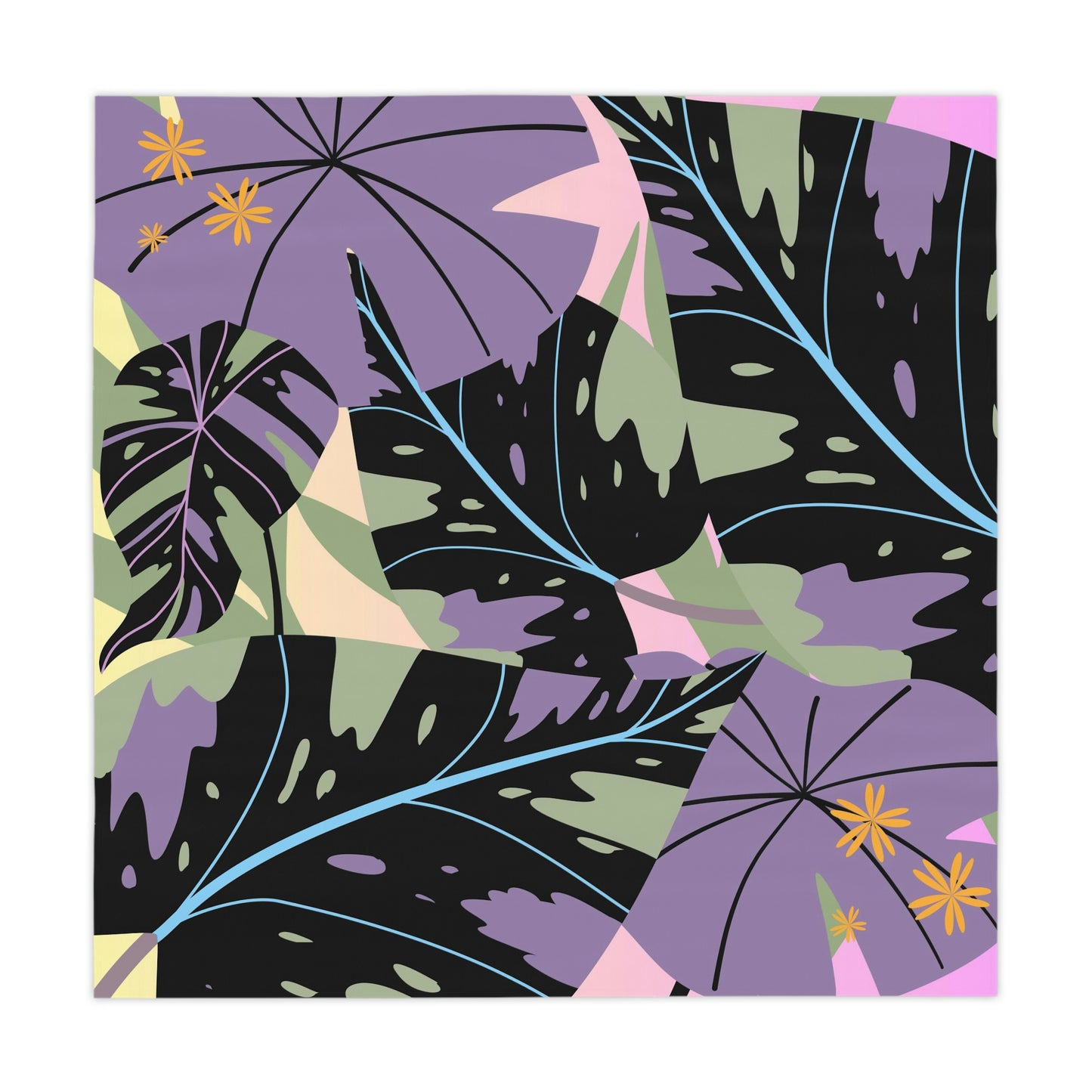 Lavender Jungle Collection Tablecloth, Custom Designed Tropical Art Tablecloth