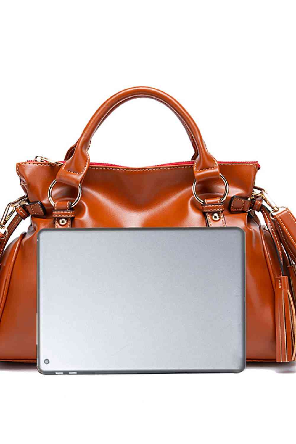 PU Leather Laptop Bag with Tassels - Perfect for Resort Travel