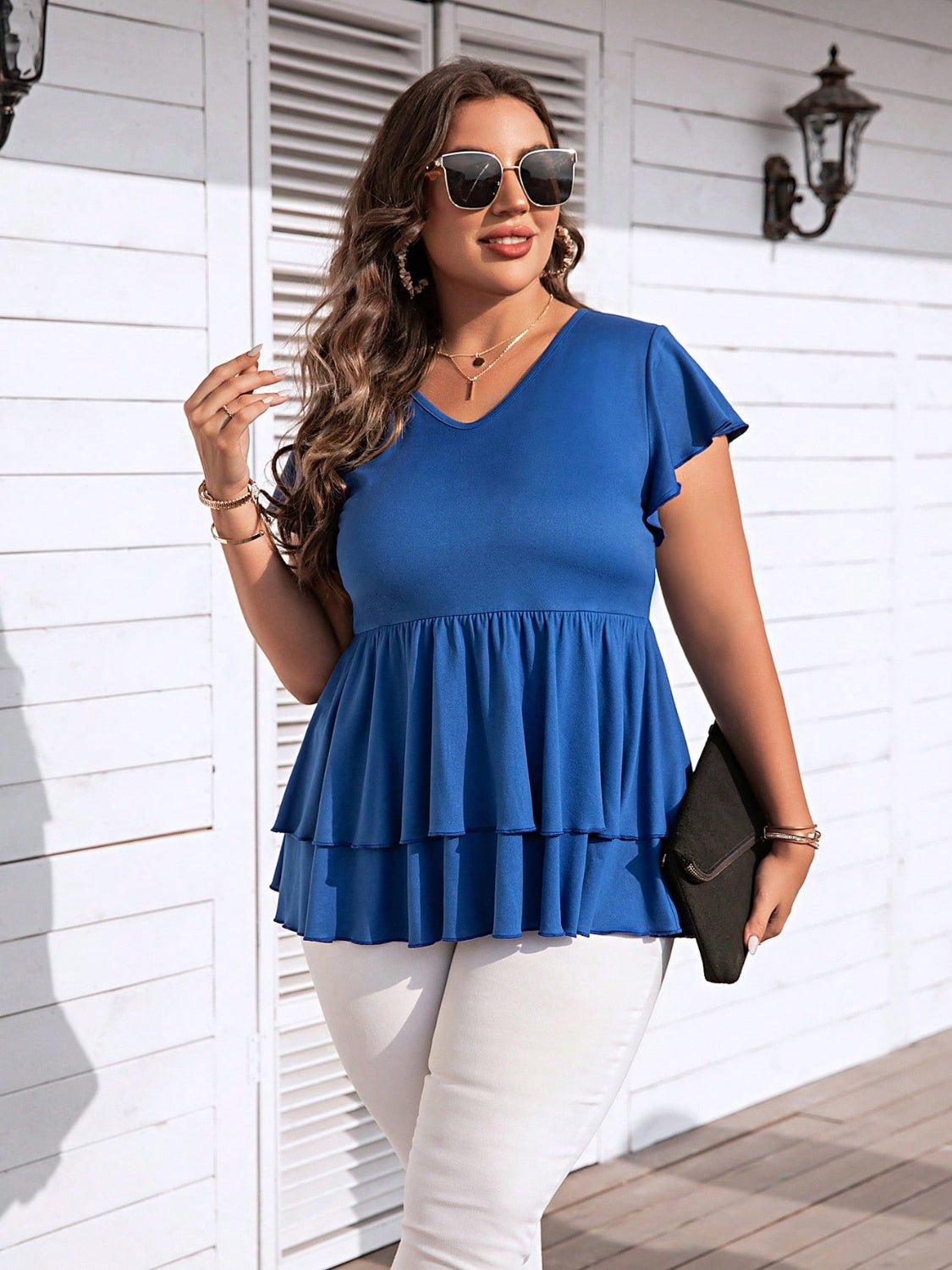 Plus Size V-Neck Summer Blouse