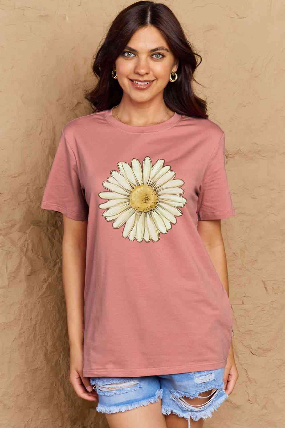 FLOWER Graphic Cotton Tee up to 3XL