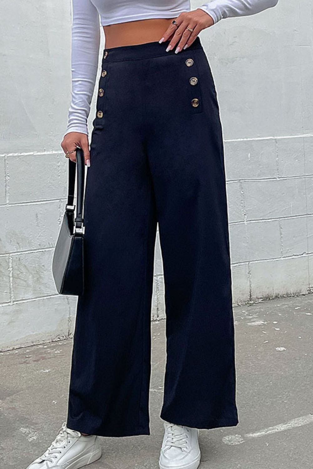 Double Buttoned Sailor Pants, Resort Wide Leg Pants