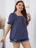 Plus Size Polka Dot Resort Vacay Blouse