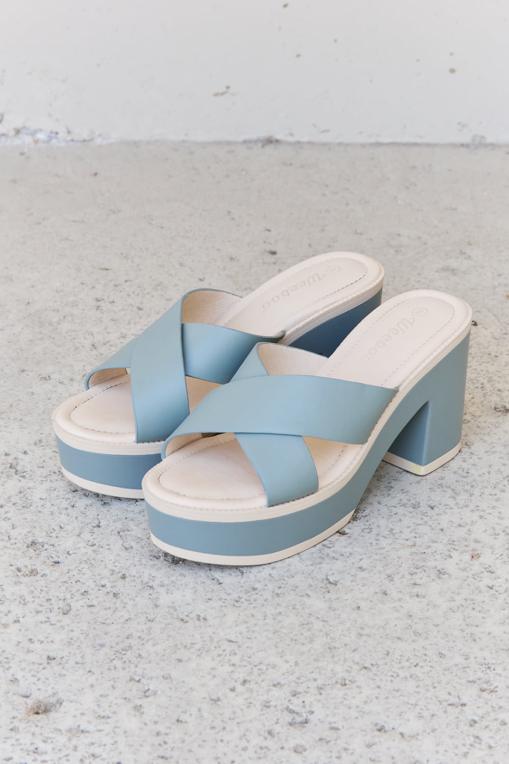 Vacation Platform Sandals in Misty Blue