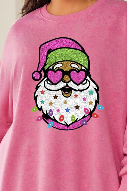 Plus Size Christmas Santa Claus Sequin Sweatshirt