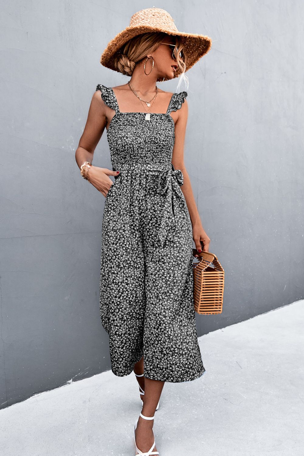 Printed Resort Style Belted Jumpsuit