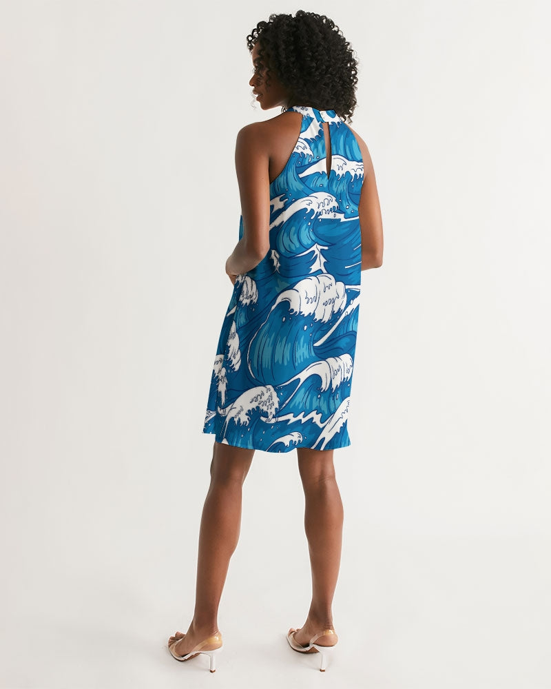 Waves Women's Halter Dress