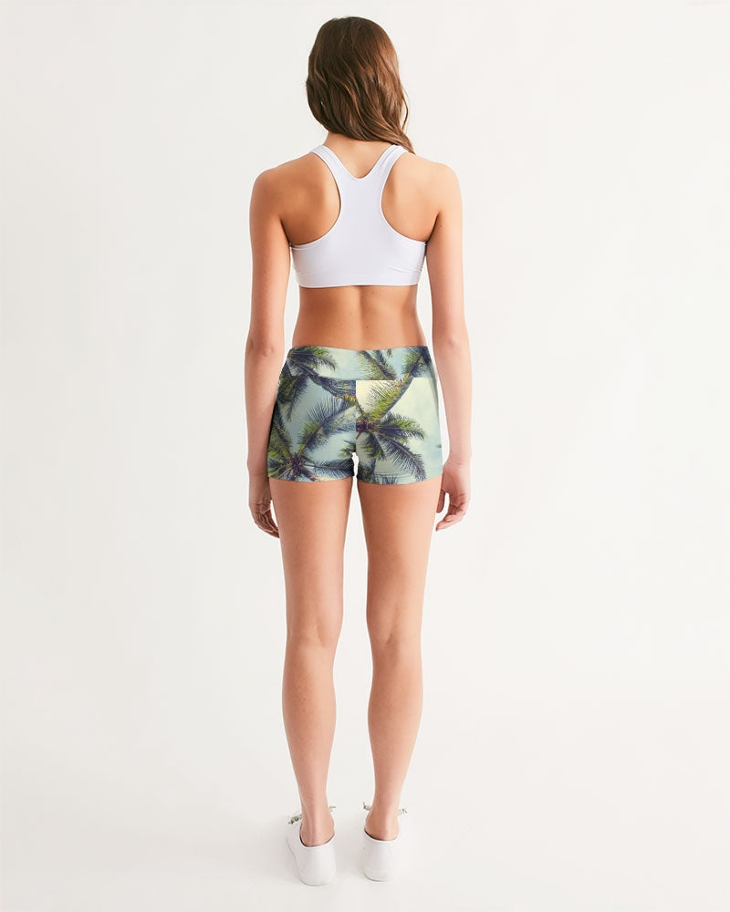 Coconut Coco Palm Tree Women's Mid-Rise Yoga Shorts