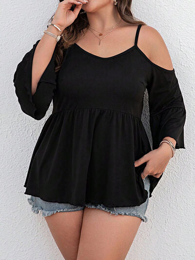 Plus Size Black Off Shoulder Summer Top