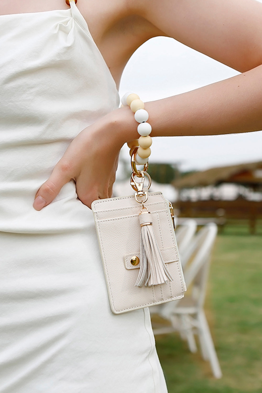 Boho Beaded Bracelet Keychain with Wallet