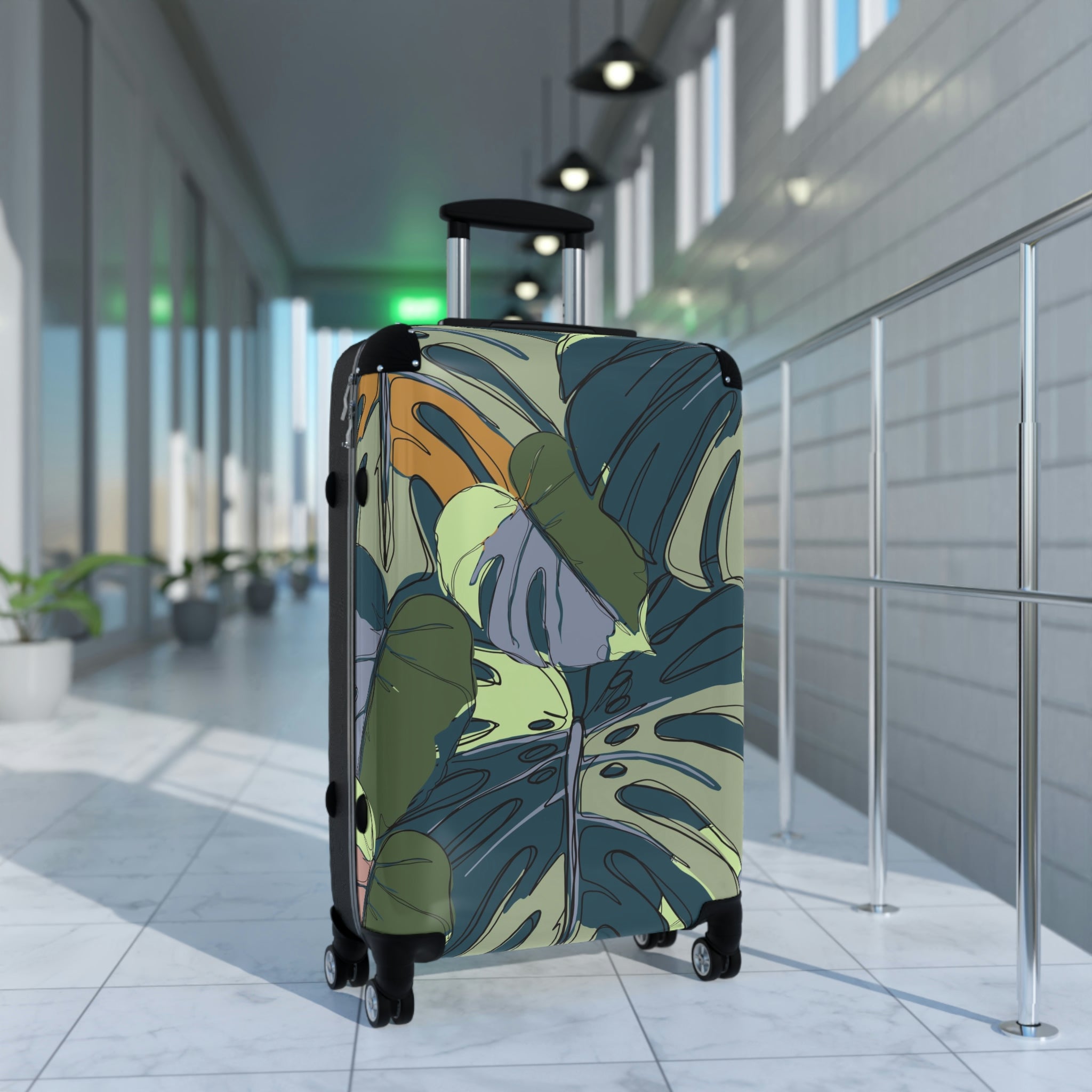 Hawaii Monstera Collection Suitcases, Tropical Custom Designed Monstera Leaf Suitcases