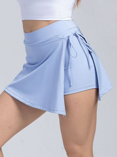 Tied High Waist Activewear Shorts, Cute Tennis Skirt