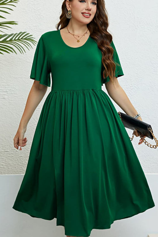 Green Plus Size Midi Resort Dress