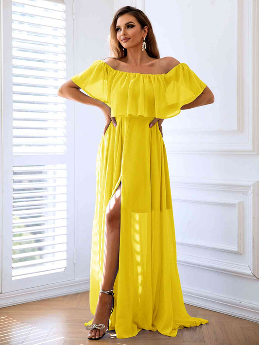 Elegant Flowing Off Shoulder Summer Maxi Dress