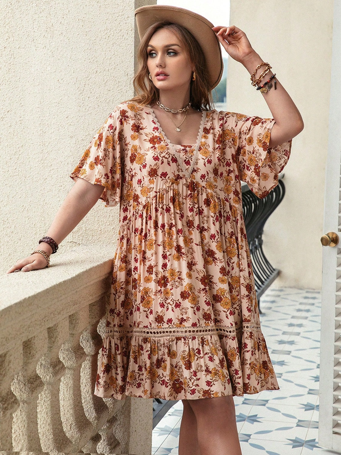 Plus Size Floral Crochet Summer Dress