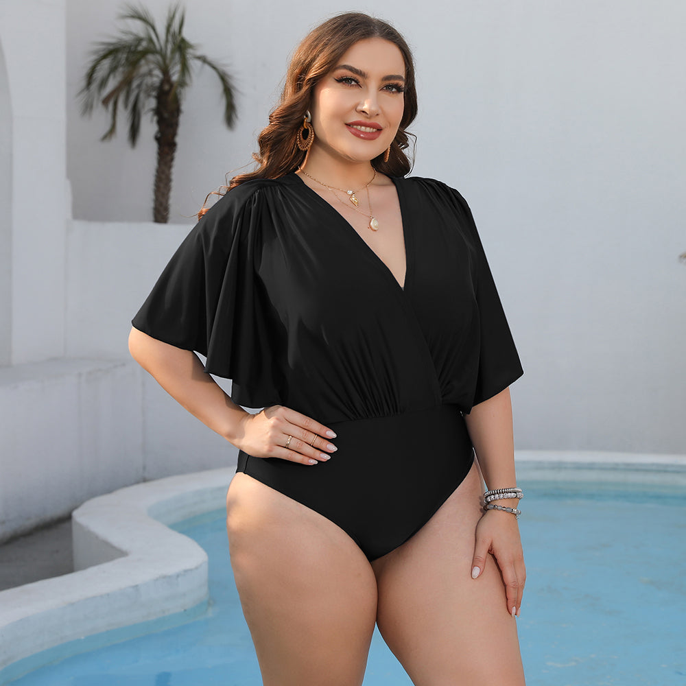 Plus Size Black Elegant Resort One-Piece Swimsuit