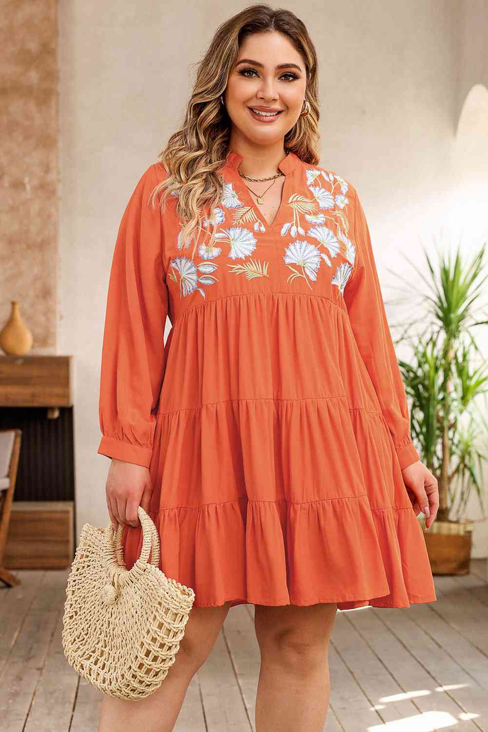 Plus Size Orange Beach Mini Dress