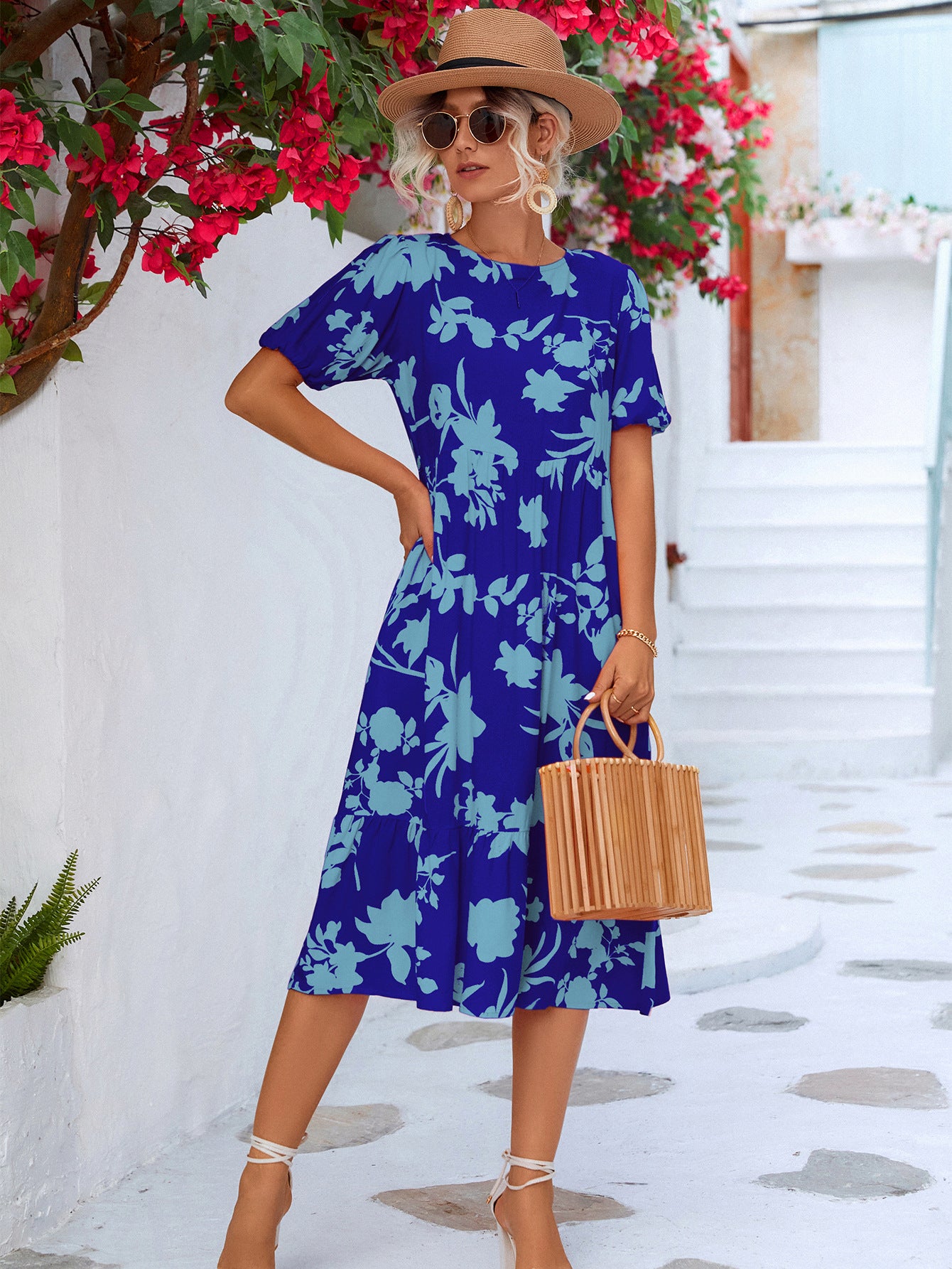 Floral Ruffle Hem Resort Midi Dress