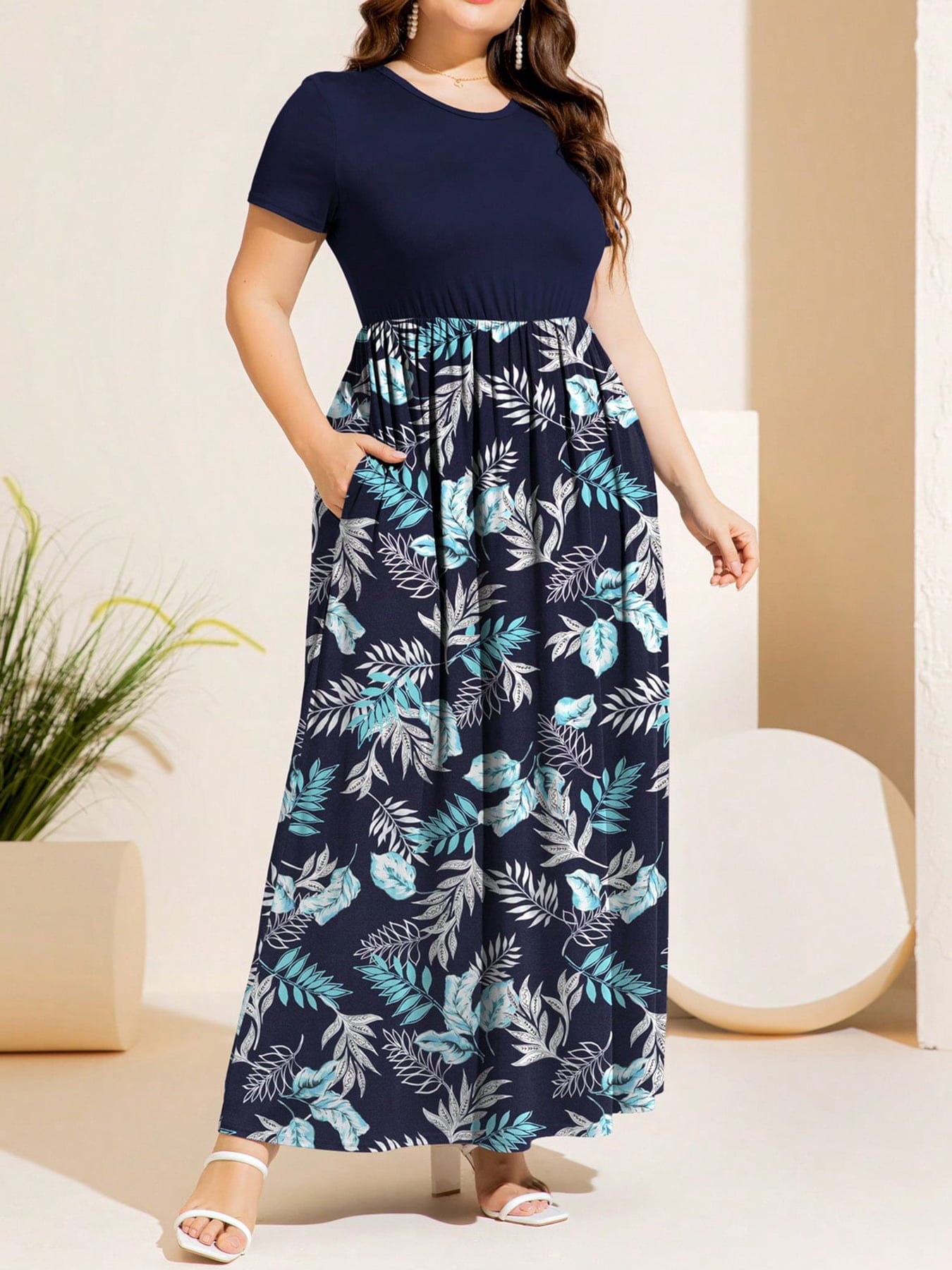 Plus Size Short Sleeve Summer Maxi Dress