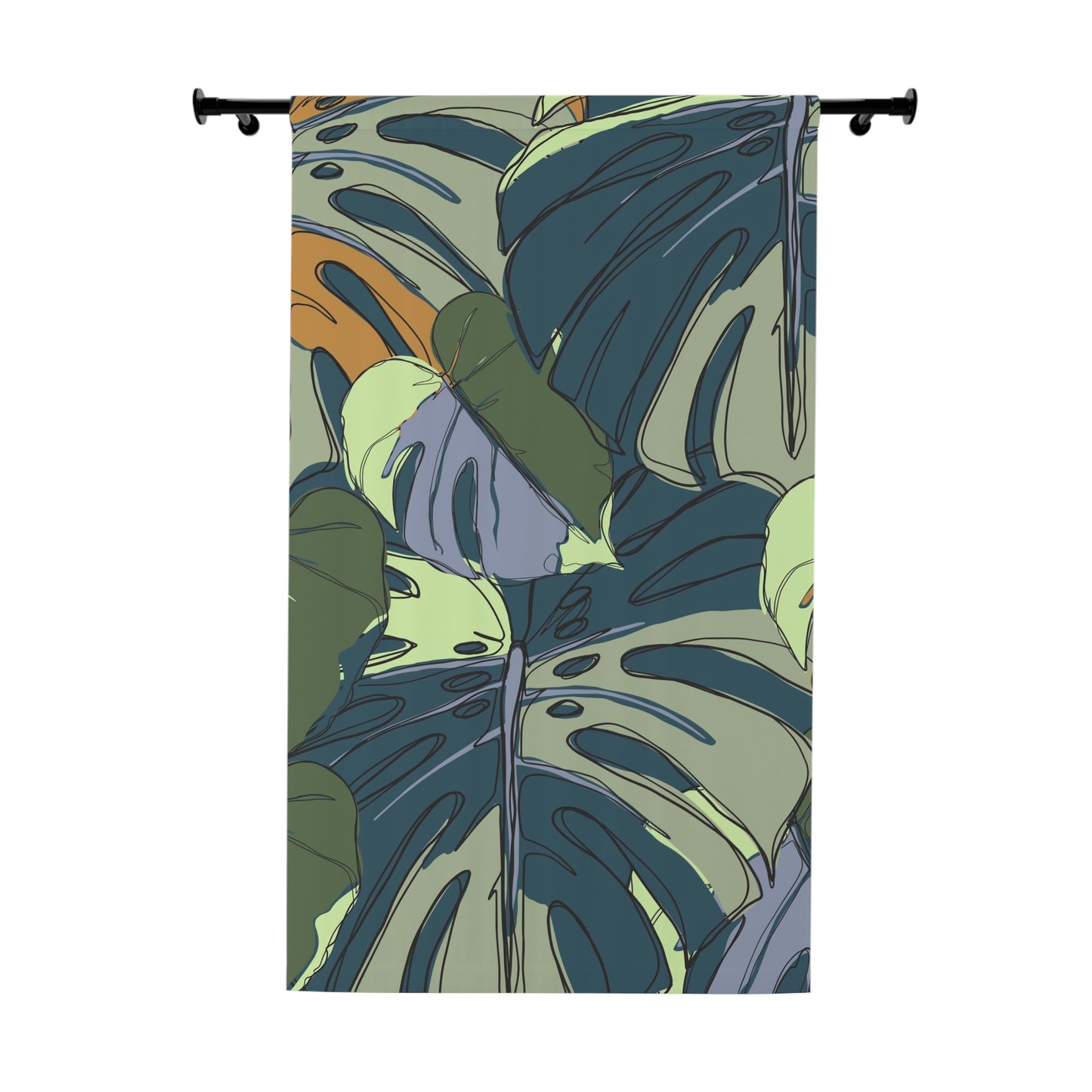 Hawaii Monstera Leaf Tropical Custom Designed Window Curtains (1 Piece)