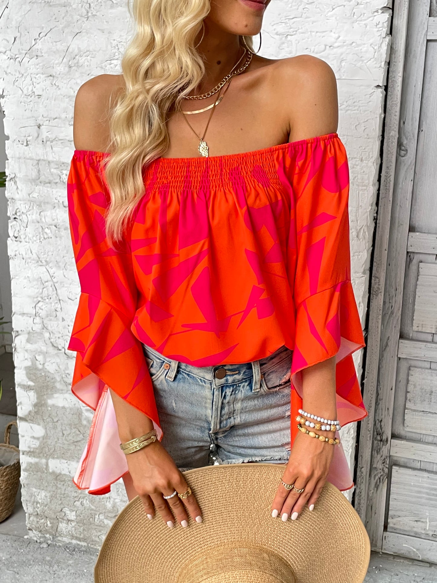 Resort Off-Shoulder Bell Sleeve Blouse