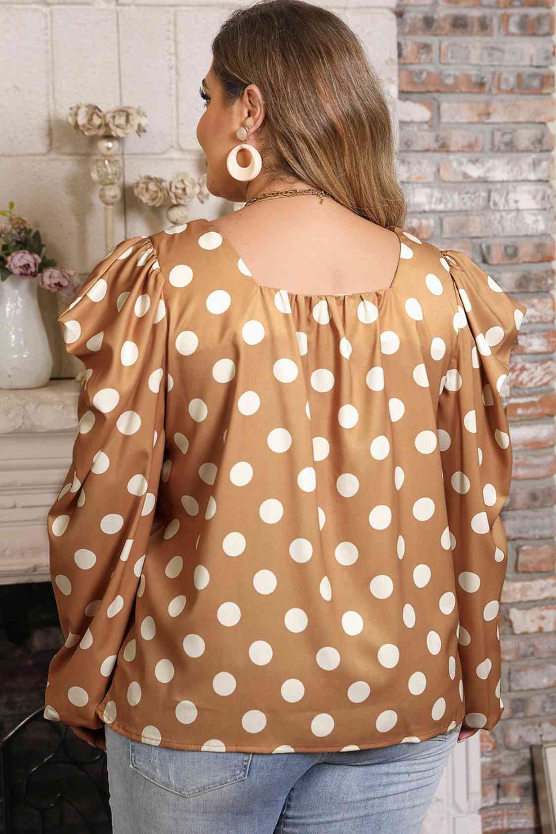 Plus Size Polka Dot Resort Blouse