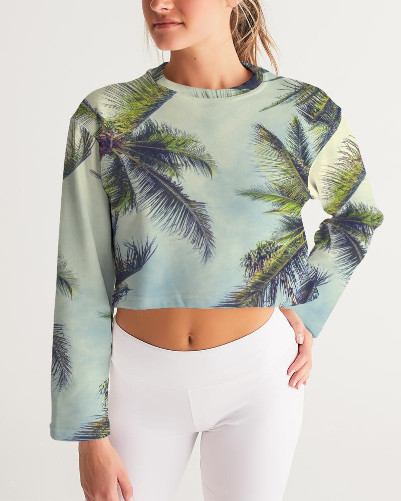 coconut-coco palm-tree Women's Cropped Sweatshirt
