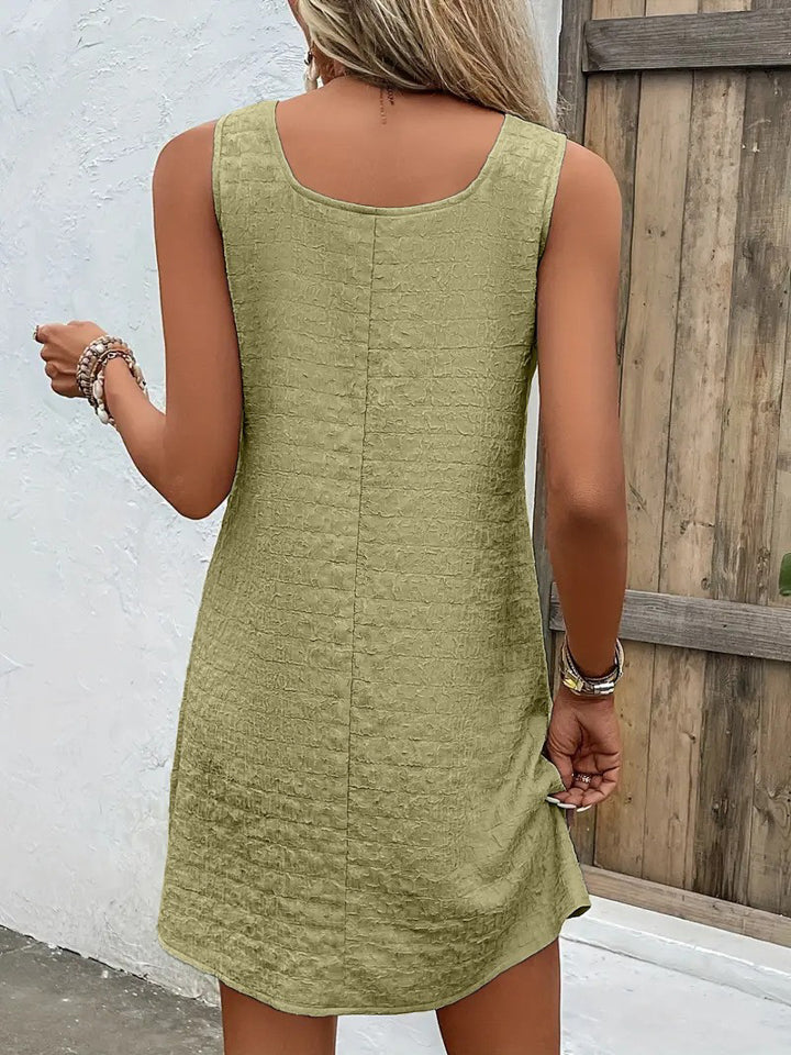 Asymmetrical Neck Sleeveless Resort Dress