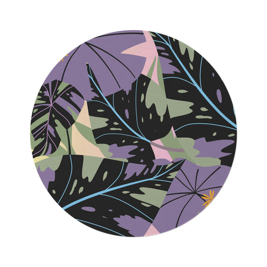 Lavender Jungle Round Rug, Custom Designed Tropical Rug